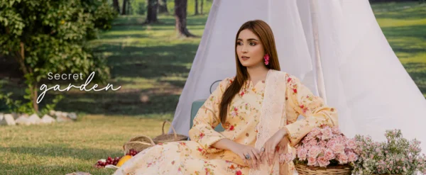 3 Piece - Embroidered Cotton Jacquard Suit - Image 3