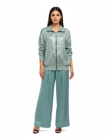 Aqua Sequence Jacket Set