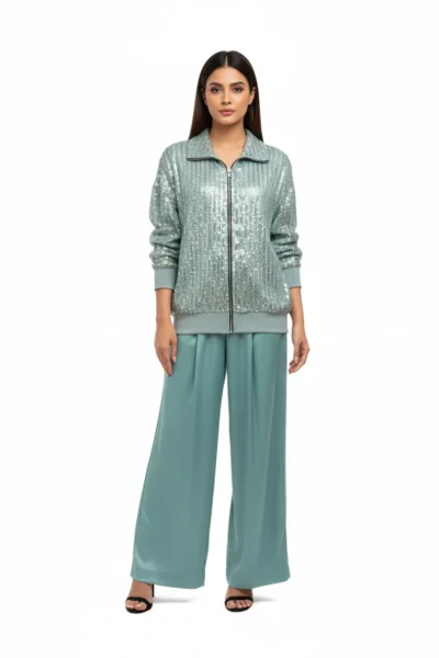 Aqua Sequence Jacket Set