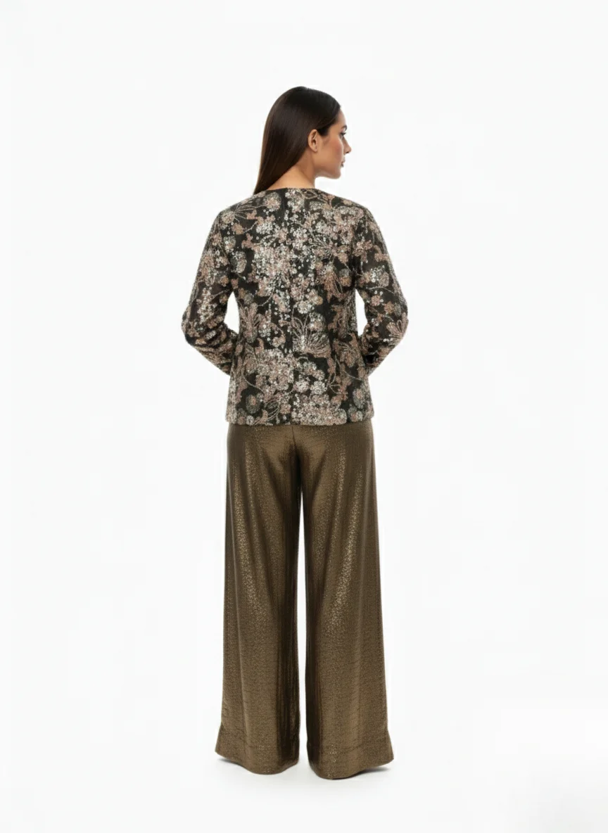 Golden Dusk Floral Shimmer