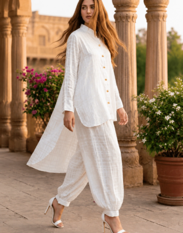 White Silk Co-ords with Balloon Pants